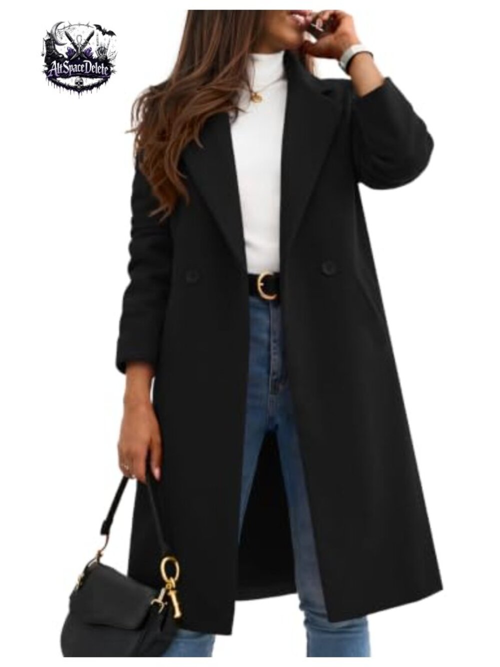 Zeagoo Women's Wool Blend Peacoat Notch Lapel Mid Length Winter Coat